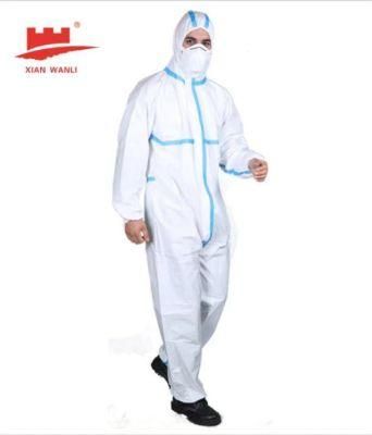 Protective Workwear Disposable Type 4/5/6 Taped Coverall with Hood/Shoecovers
