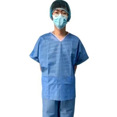 Non Woven Nursing Uniforms Sets Scrubs Isolation Gown Nurse Nursing Suit with Short Sleeves