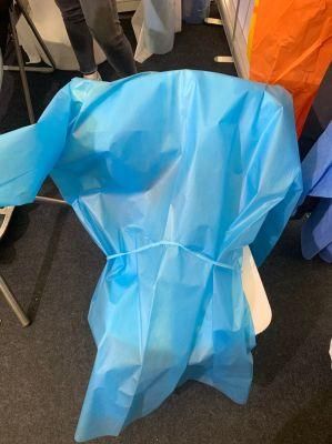 Disposable Non-Woven Coverall Water-Proof Standard Isolation Gown with Elastic Cuff