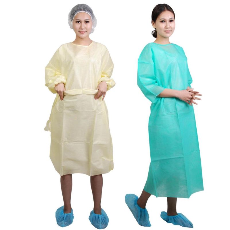SMS Waterproof Blue Isolation Gown with Knitted Cuff
