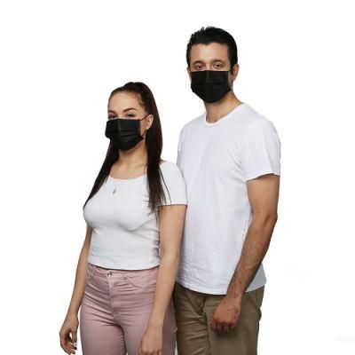 3 Ply Non Woven Thick Air Pollution Dust Proof Sterile Medical Disposable Earloop Black Surgical Mask