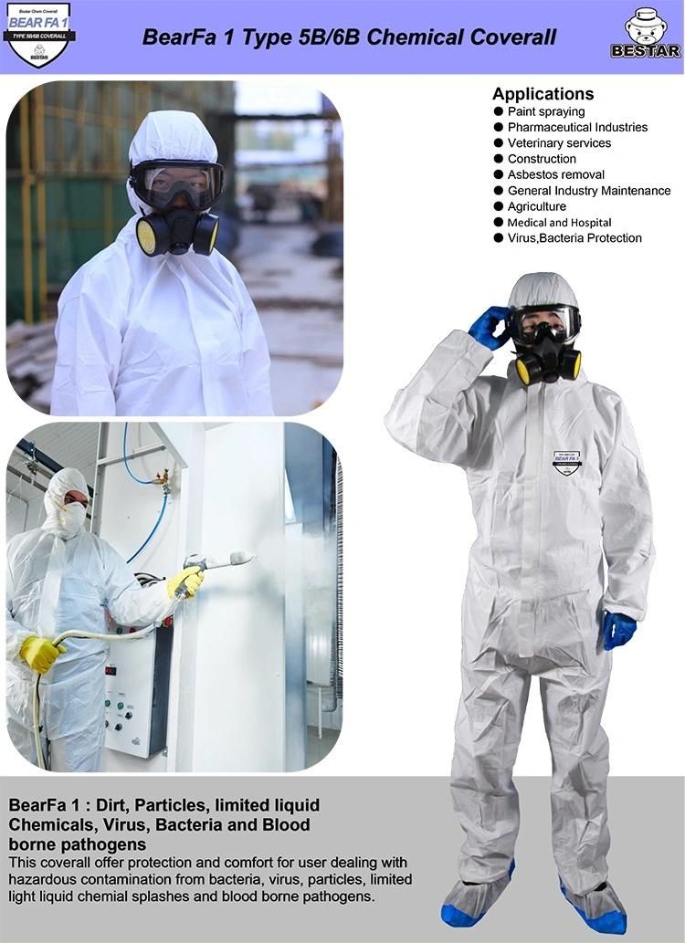 CE Certified Disposable Microporous Film Type 5b/6b En14126 Economic Medical Coverall