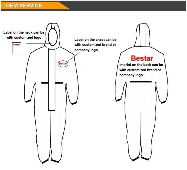 CE Certified Disposable SMS Type 5/6 Economical Breathable Medical Coverall