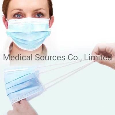 Medical 3ply Disposable Face Mask with Elastic Ear-Loops/Tie-on