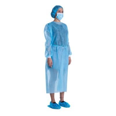 PP SMS PP+SMS Non Woven Elastic and Knitted Cuffs Disposable Isolation Gown