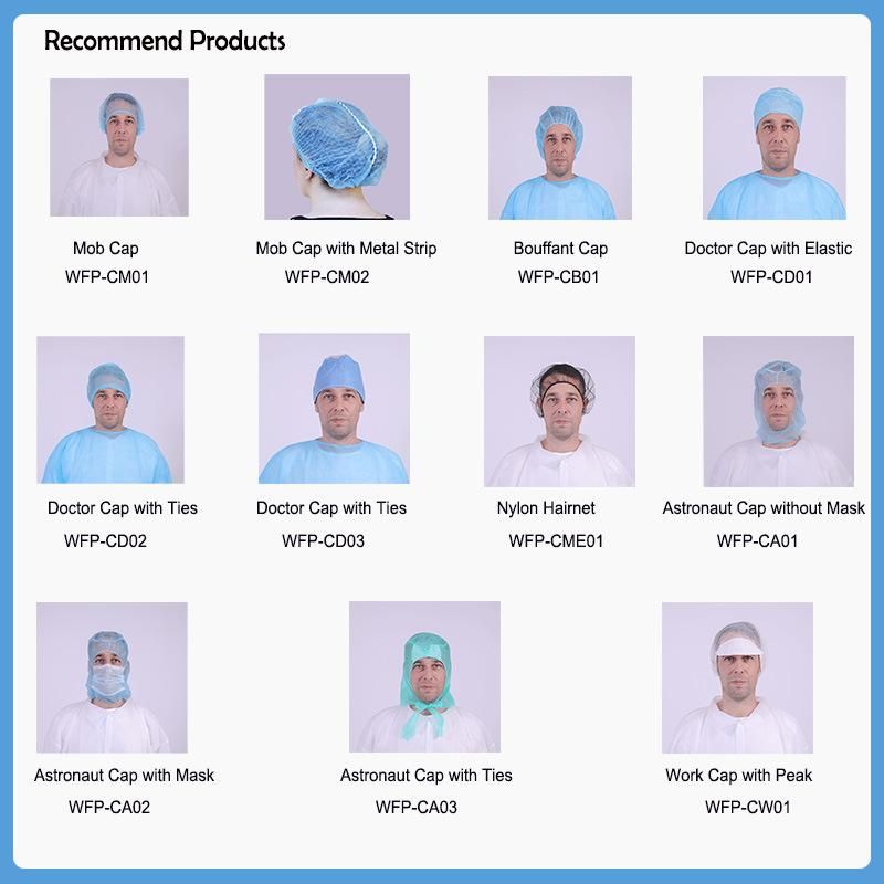 OEM High Quality PP Nonwoven Head Cover Bouffant Cap for Cleanroom