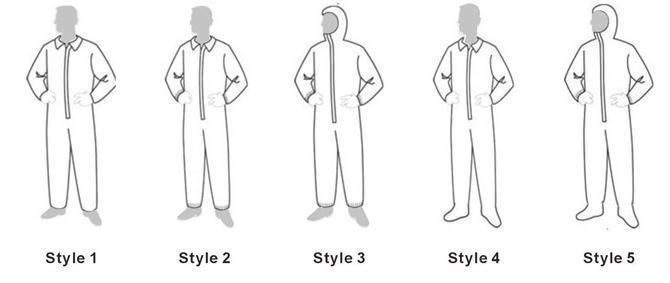 Type 5/6 SMS Disposable Non Woven Protective Medical Coveralls