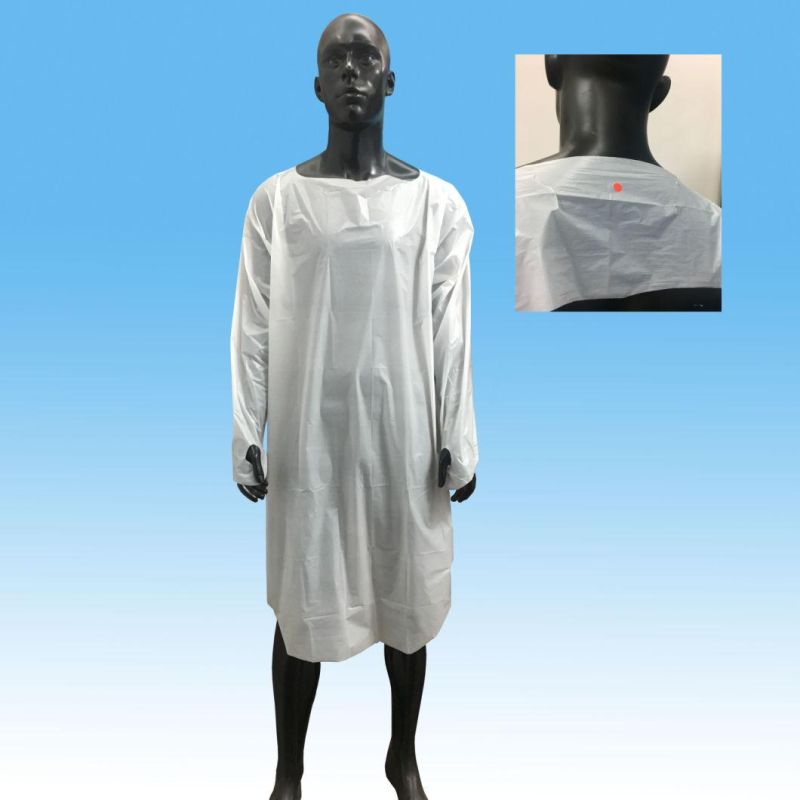 Impervious Gowns Disposable Plastic Film Gown with 30g