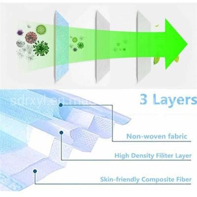 Adult Protective 3-Ply Face Mask Disposable Non Woven Earloop Mask