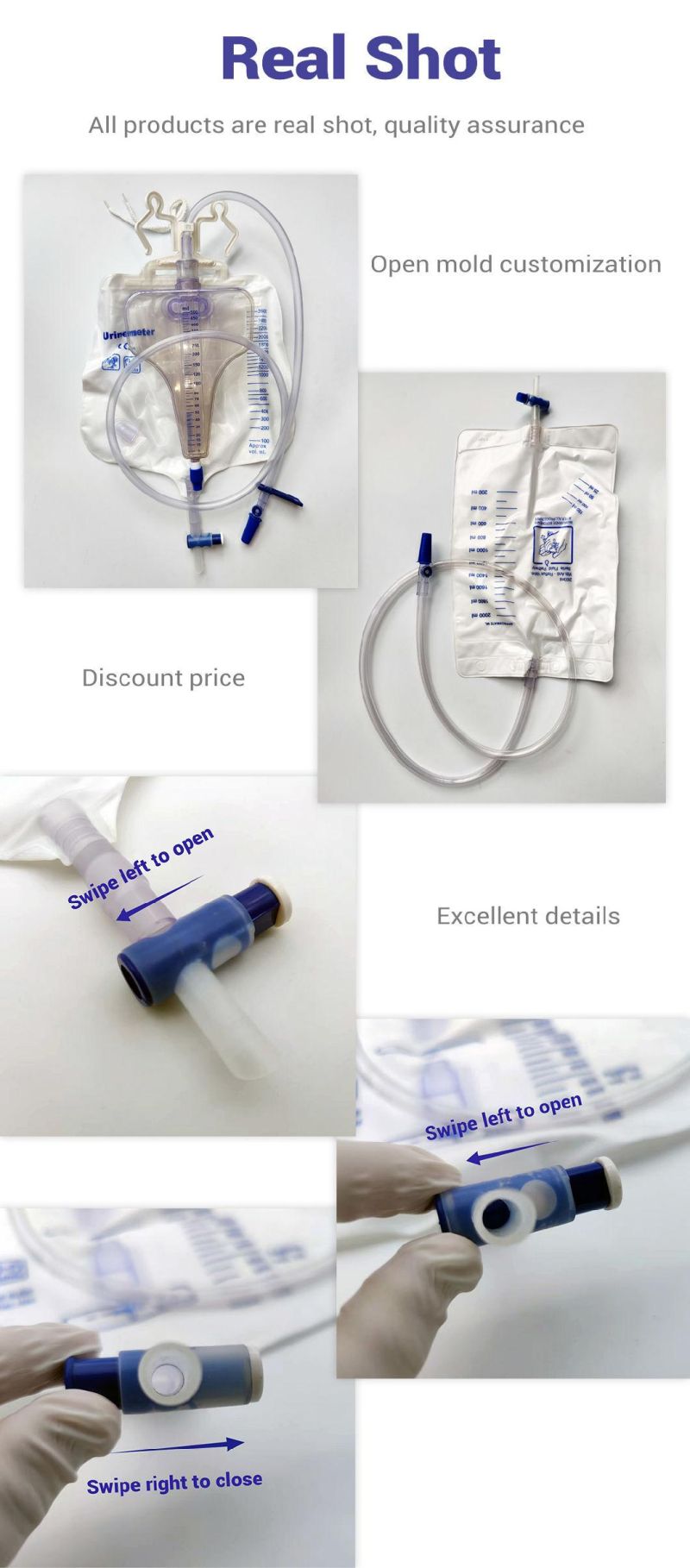 Alps Customize Urine Collection Bag Nephrostomy PEE Catheter 1000ml Urobag