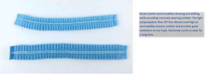 Colorful Single Elastic Non Woven Clip Cap Disposable Mob Caps Disposable Pleated Hair Net Doctor Caps