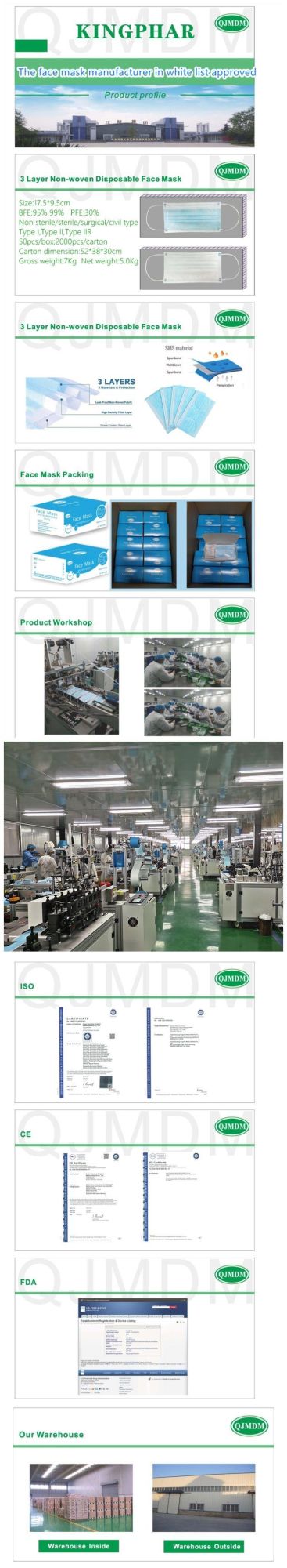 Surgical Mask Manufacturer White List Factory Ce ISO China Medical Mask Supplier Type Iir