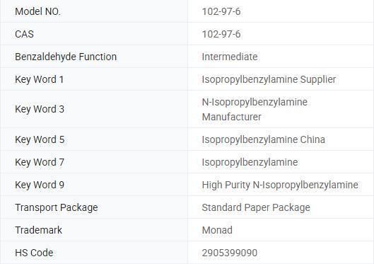 Hight Pure 4-Isopropylbenzylamine N-Isopropylbenzylamine White Crystal CAS 102-97-6