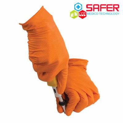 Diamond Orange Nitrile Gloves Multipurpose