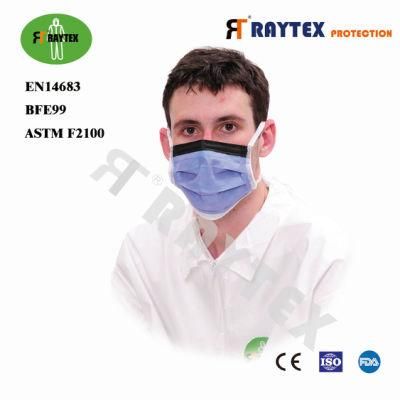 Raygard En14683 CE Type Iir Standard Disposable Non-Woven Surgical Face Mask for Hospital Industrial Farm 3ply Bfe99 Face Mask