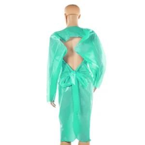 Green Isolation Disposable Gown Thumb Loop Disposable PE Apron