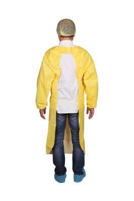 Disposable Gown Ultrasonic Welding SMS Surgical Gown with Tie Yellow Color