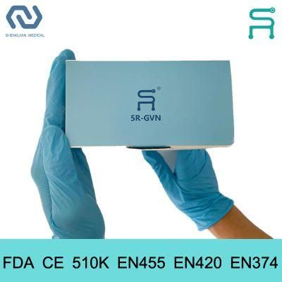FDA CE Powder Free 510K En455 Disposable Nitrile Examination Gloves