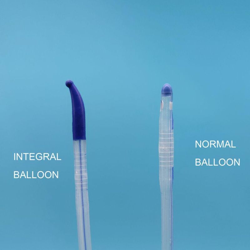 Silicone Urinary Catheter with Unibal Integrated Flat Balloon Tiemann Tip, Round Tip, Open Tip 2 Way Uretheral or Suprapubic Use China Factory Integral Balloon