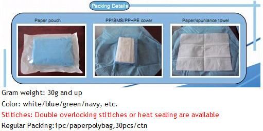 Disposable PP SMS Nonwoven Surgical Medical Isolation Gown