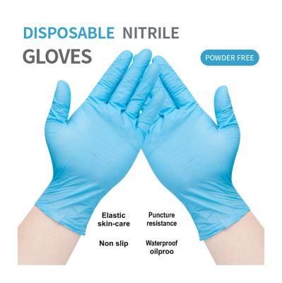 Wholesales Non-Medical Nitrile Gloves Blue Powder Free General Use Gloves with Customized Logo and Box Design with CE ISO