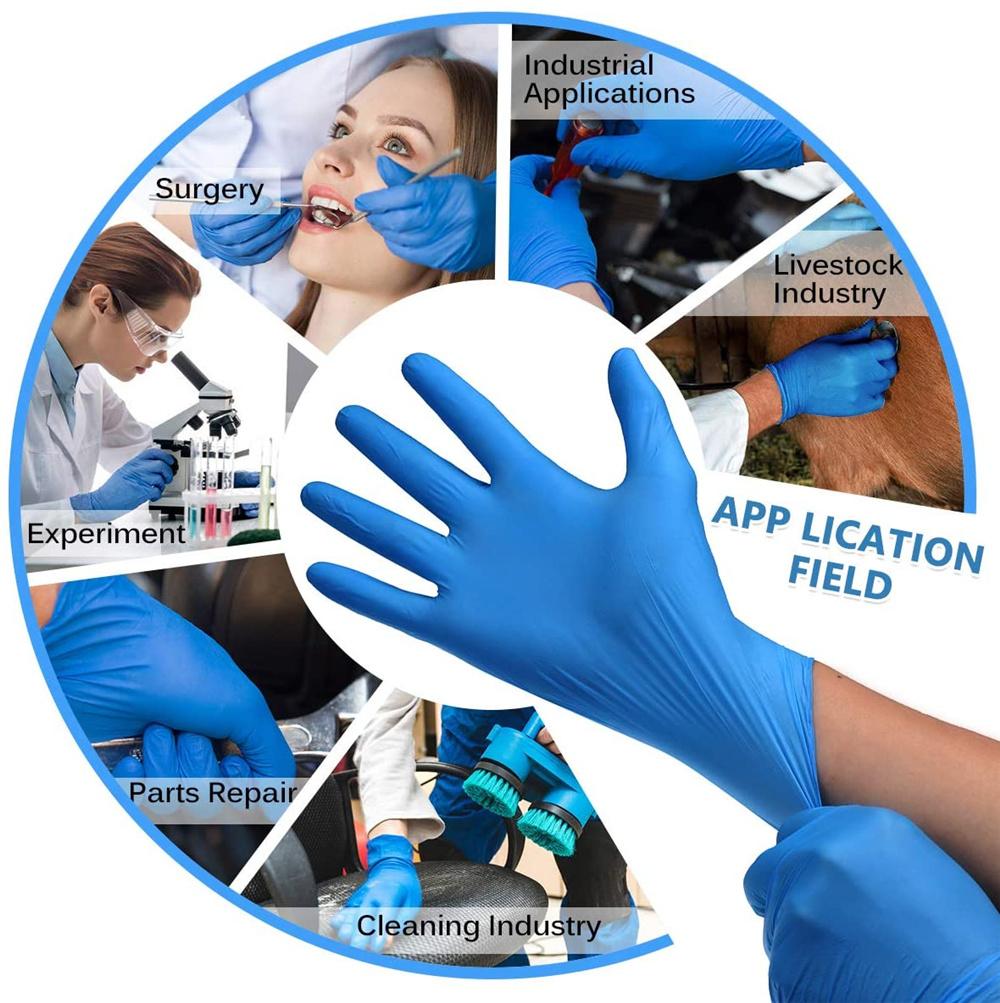 High Quality Disposable Blue Powder Free Nitrile Glove Multi Use Protective Nitrile Gloves with CE Certificate
