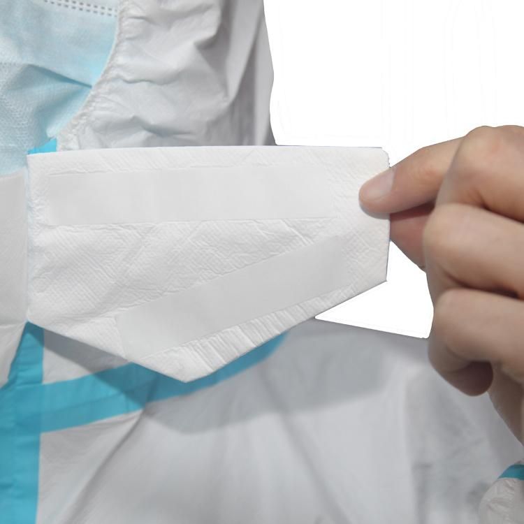 White Taped Waterproof Safety Body Protective Non Woven Fabric Asbestos Removal Disposable Coverall