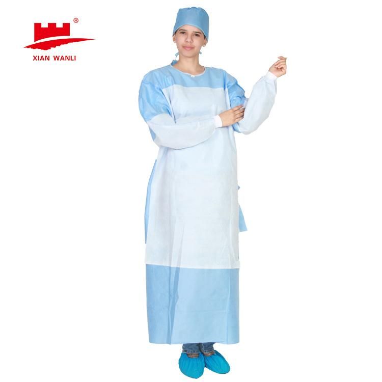 Disposable Standard SMS Surgical Gown Velcro Neck for Medical Use