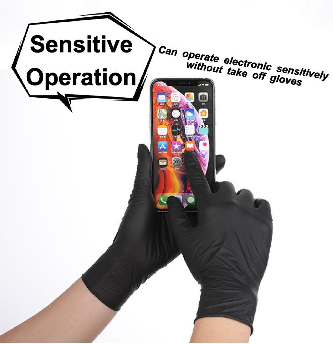 FDA CE Disposable Powder Free Black Nitrile Gloves for Laboratory