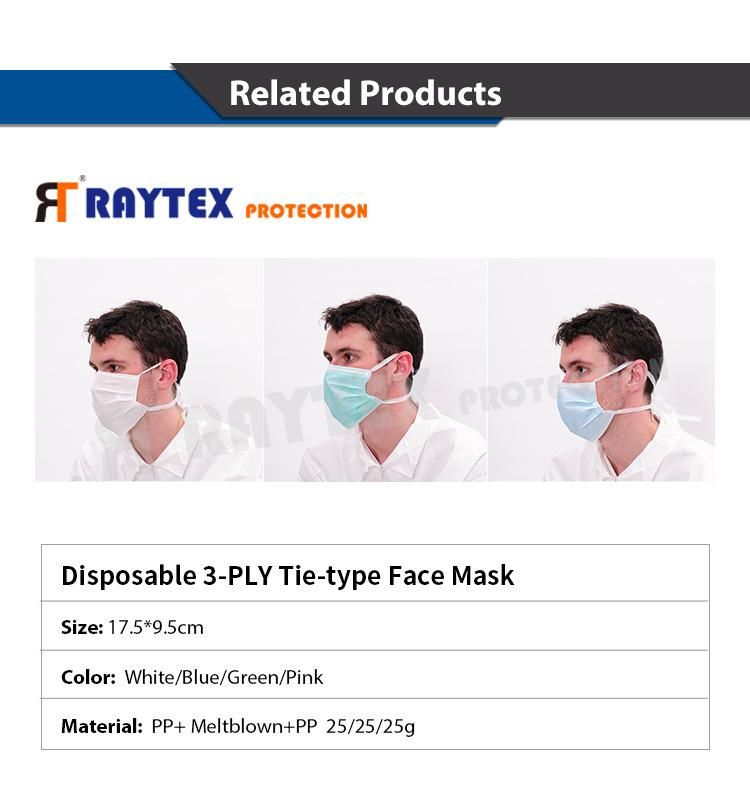 En14683 Ce Typeiir Standard Disposable Non-Woven Surgical Face Mask for Hospital Industrial Farm 3ply Bef99 Face Mask Raytex 11041
