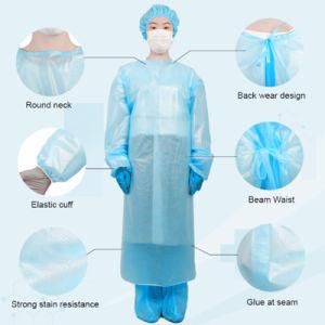 Surgical Gown Hot Sale Good Quality SMS Non-Woven Fabric Knitted Cuff Surgical Gown