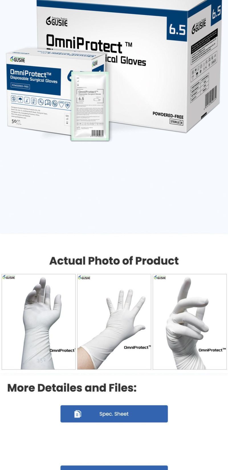 Medical Glove Sterilized Latex Gloves Powdered or Powdered-Free Latex Gloves