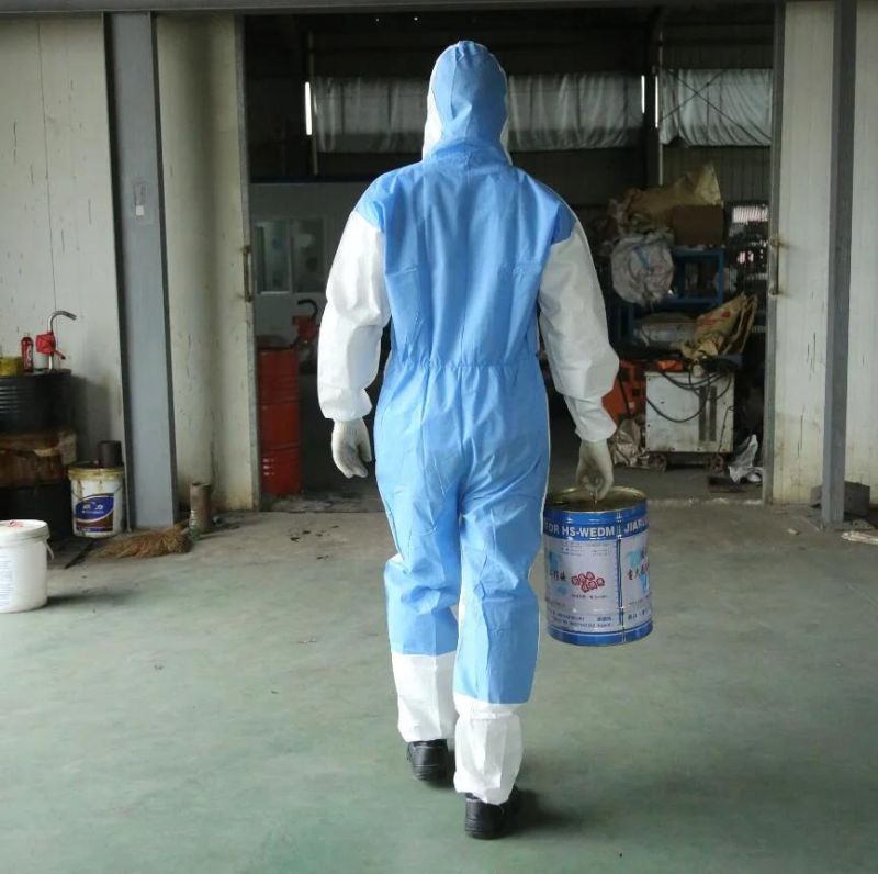 Superior Quality Disposable Safety Protective Isolation Gown Coverall with Blue Taping