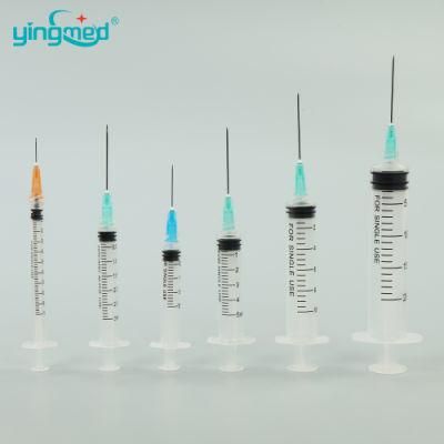 Disposable Medical Syringe Plastic Syringe with/Without Needle Luer Lock or Luer Slip Latex-Free