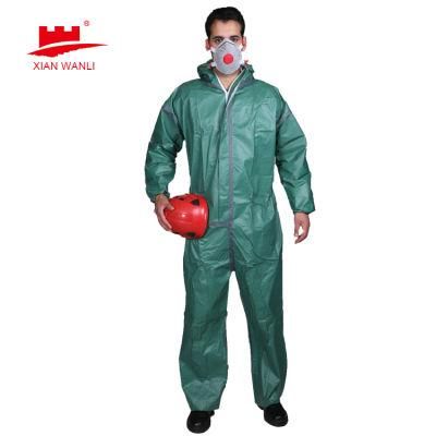 High Quality Disposable with Reflective Strip Protective Clothing Microporous Sf SMS Protective Coverall with Blue Line