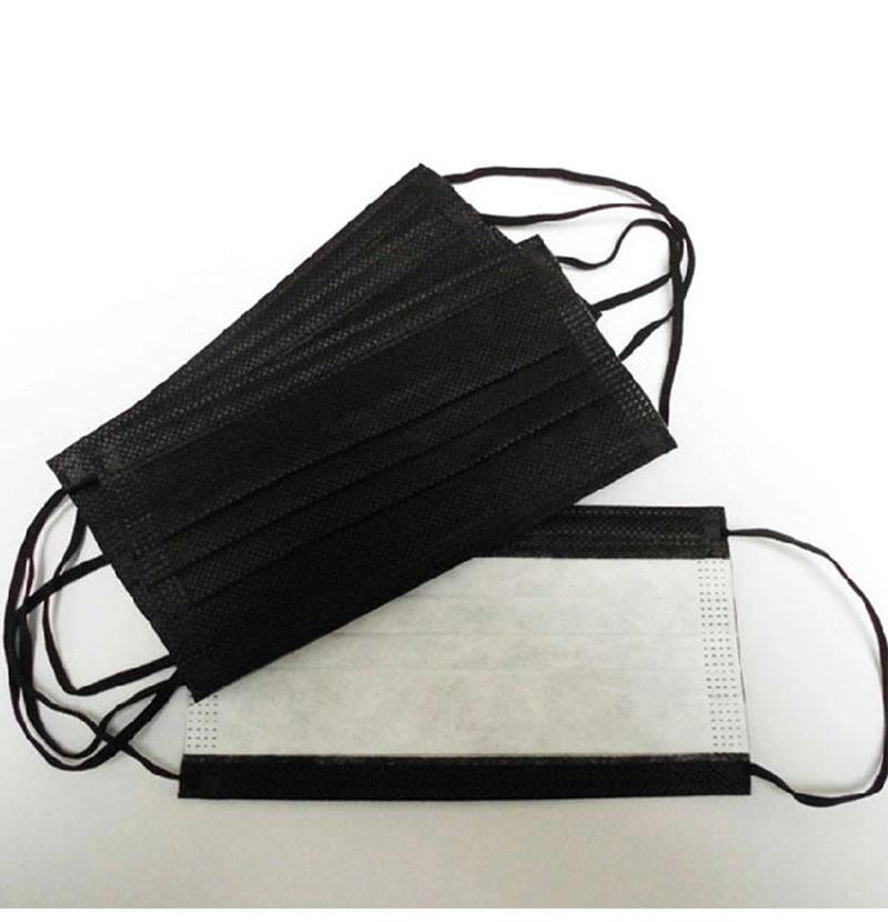 Direct Factory Medical Black Color 3 Ply Non-Woven Bfe 99% Earloop Disposable Face Mask