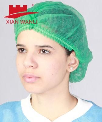 China Disposable PP Non Woven Head Cap Bouffant Cap Hair Net Surgical Doctor Hat Round Mob Cap