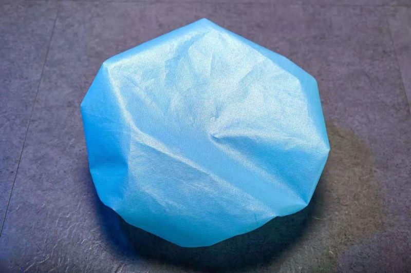 Disposable Medical Blue White Sanitary Shower Cap 45g Non-Woven Fabric