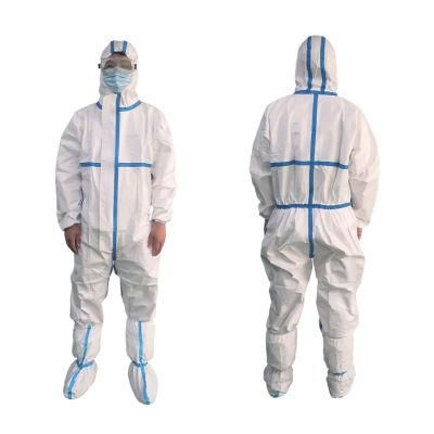 Supplier Direct Sales En14126 PPE Clothes Good Sealing Waterproof Disposable Coverall Hazmat Suit