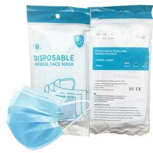 10PCS Paket Type Iir En14683 China Export White List Factory ISO13485 Europe CE Bfe 99.6% Medical Surgical Face Mask