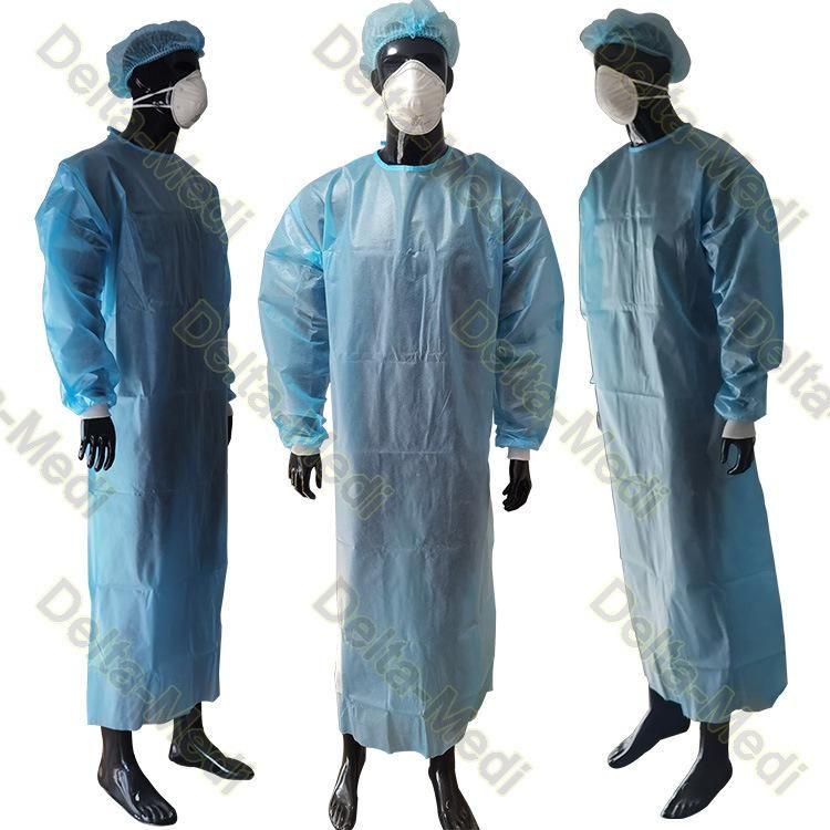 AAMI Level 2 Level 3 PP Coated PE Film Disposable Isolation Gown