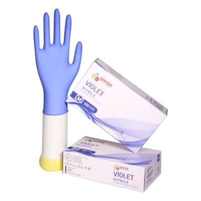 Disposable Violet Nitrile Gloves with Powder Free From Malaysia (EN455, FDA)