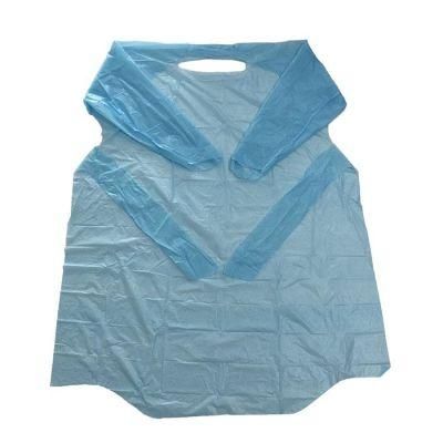 Blue Disposable Clothes Isolation Gown Plastic Apron CPE Gown with Thumb Loop for Kitchen Dining Room Hospital