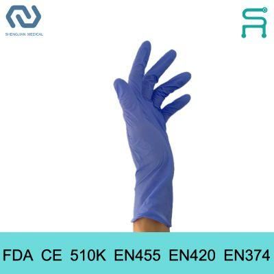 Powder Free Nitrile Gloves 510K En455 FDA CE Disposable Nitrile Examination Gloves