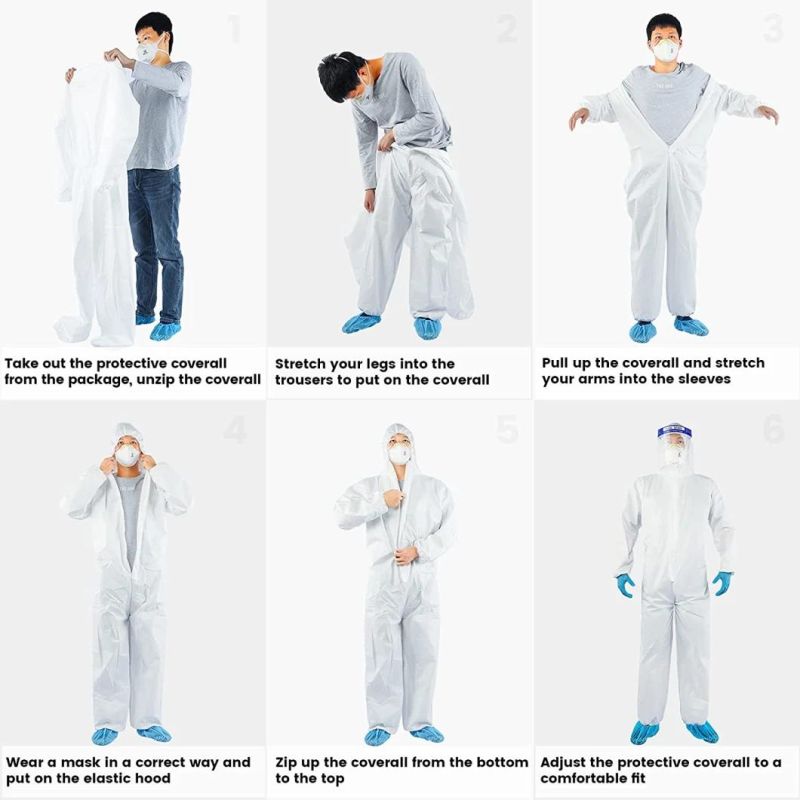 PPE Non-Woven PP/SMS/Microporous Laminated Coverall Type4&5&6