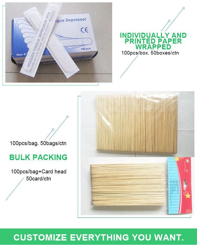 Made in China Disposable Medical Birch Wood Tongue Depressor