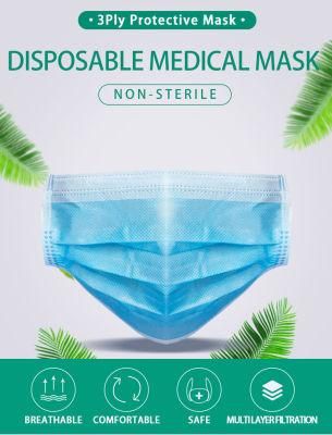 Disposable Elastic Ear Loop 3 Ply Non Woven Medical Consumable White Face Mask