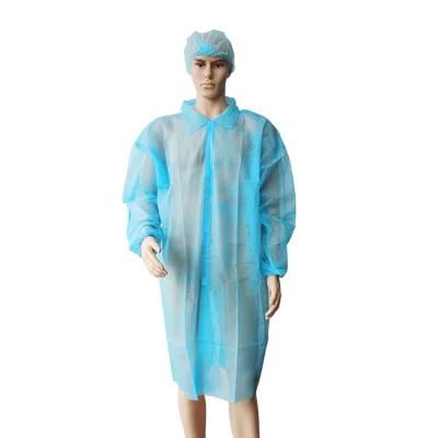 Wholesale Blue White Pink Black Medical Non Woven Disposable PP Lab Coat Smock with Hook &Loop