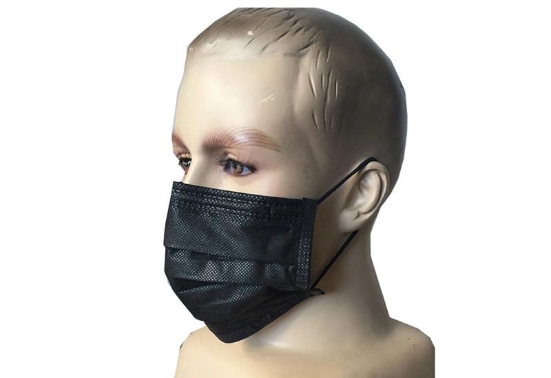 Disposable Medical Non-Woven Black Surgical Face Mask with Ear-Loop