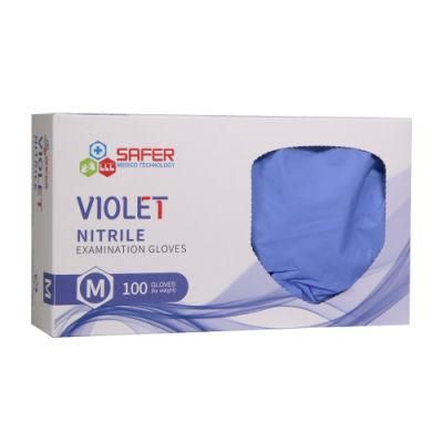 Nitrile Powder Free Examination Gloves Medical Grade Violet